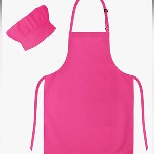 Little Chef Kids Pink Apron and Chef Hat - Adjustable for sizes 4-10